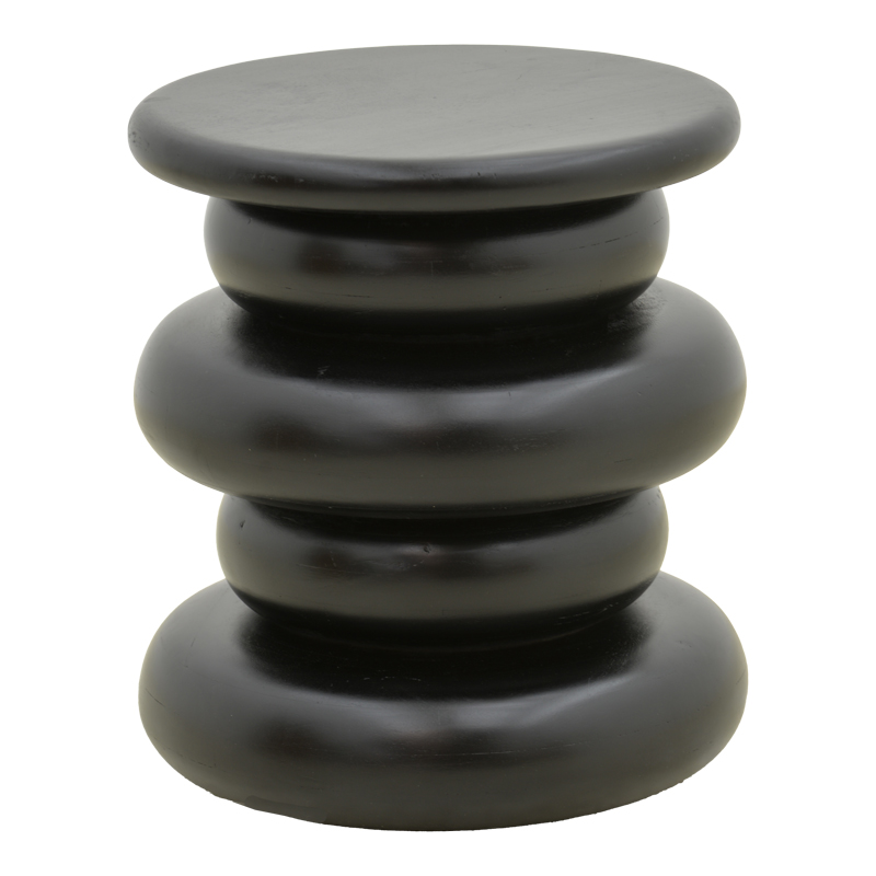 Βοηθητικό τραπέζι Circena pakoworld μασίφ μάνγκο ξύλο μαύρο Φ40x45εκ - PAKO WORLD - 372-000036