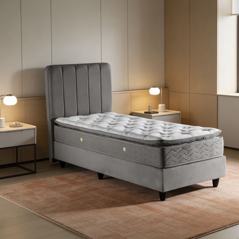 Κρεβάτι μονό Lunda pakoworld ανθρακί βελούδο 90x200εκ - PAKO WORLD - 424-000021