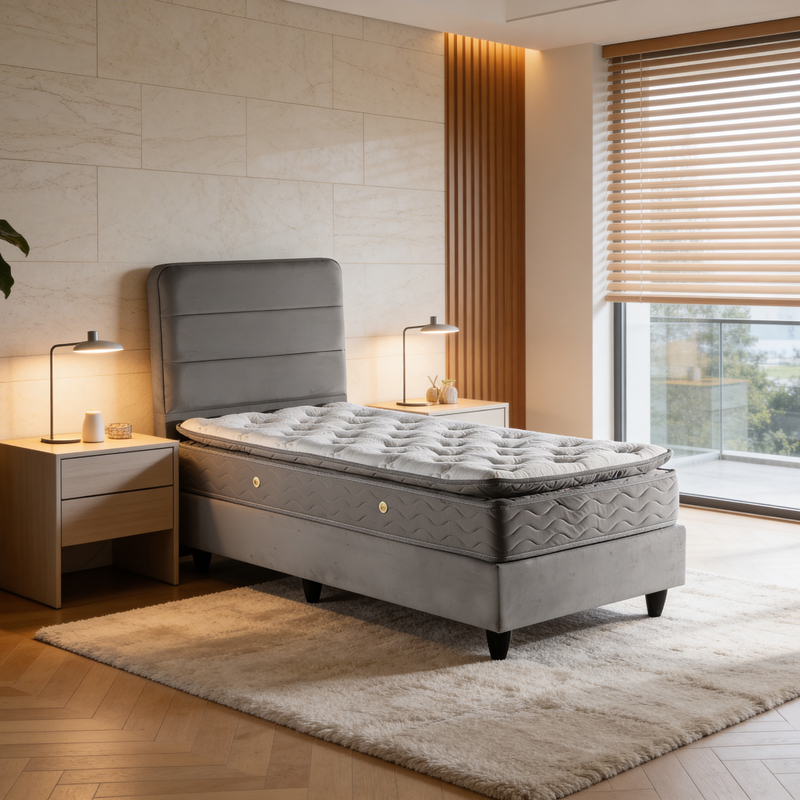 Κρεβάτι μονό Linteda pakoworld ανθρακί βελούδο 90x200εκ - PAKO WORLD - 424-000023