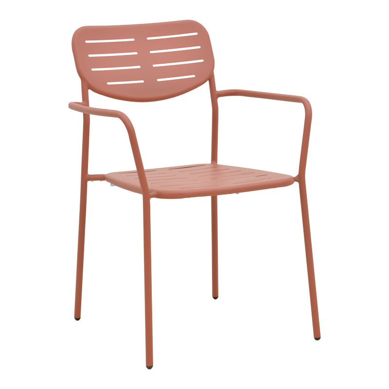 Πολυθρόνα Deraby pakoworld στοιβαζόμενη terracotta μέταλλο 56x45.5x83εκ (Σετ 2 Τεμάχια) - PAKO WORLD - 218-000045