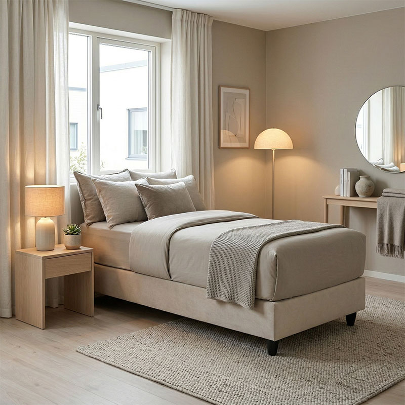 Κρεβάτι μονό Υπόστρωμα Pakda pakoworld κρεμ βελούδο 90x200εκ - PAKO WORLD - 424-000028