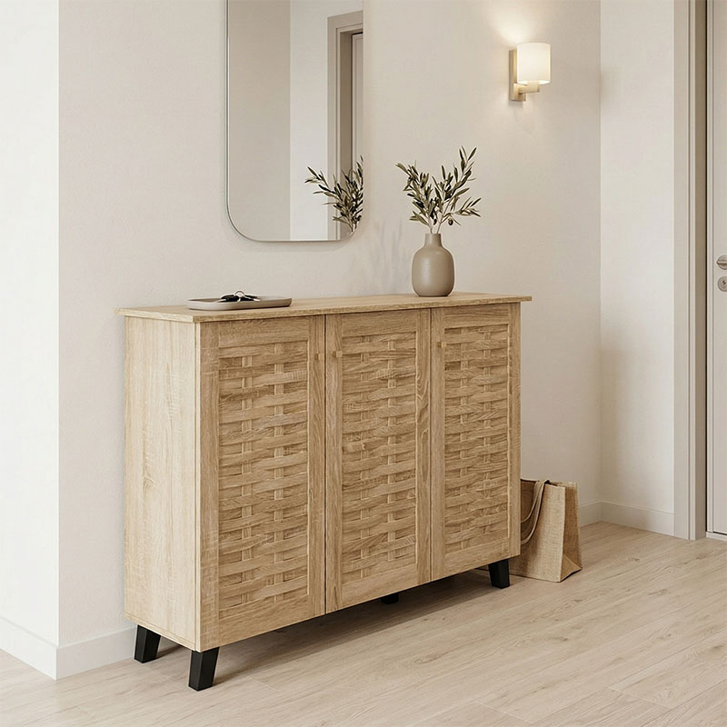 PAKO WORLD Παπουτσοθήκη-ντουλάπι Mantam pakoworld 16 ζεύγων sonoma 115.5x34x87εκ - PAKO WORLD - 049-000122