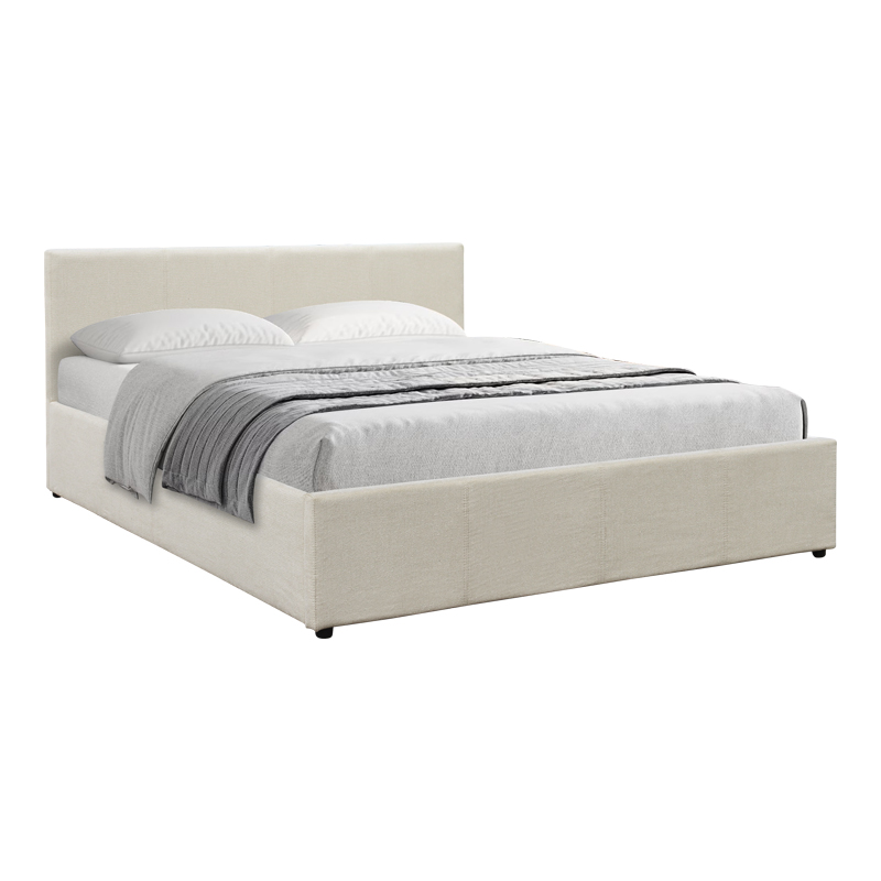 Κρεβάτι Dellia pakoworld με αποθηκευτικό χώρο ύφασμα κρεμ 150x200εκ - PAKO WORLD - 388-000029