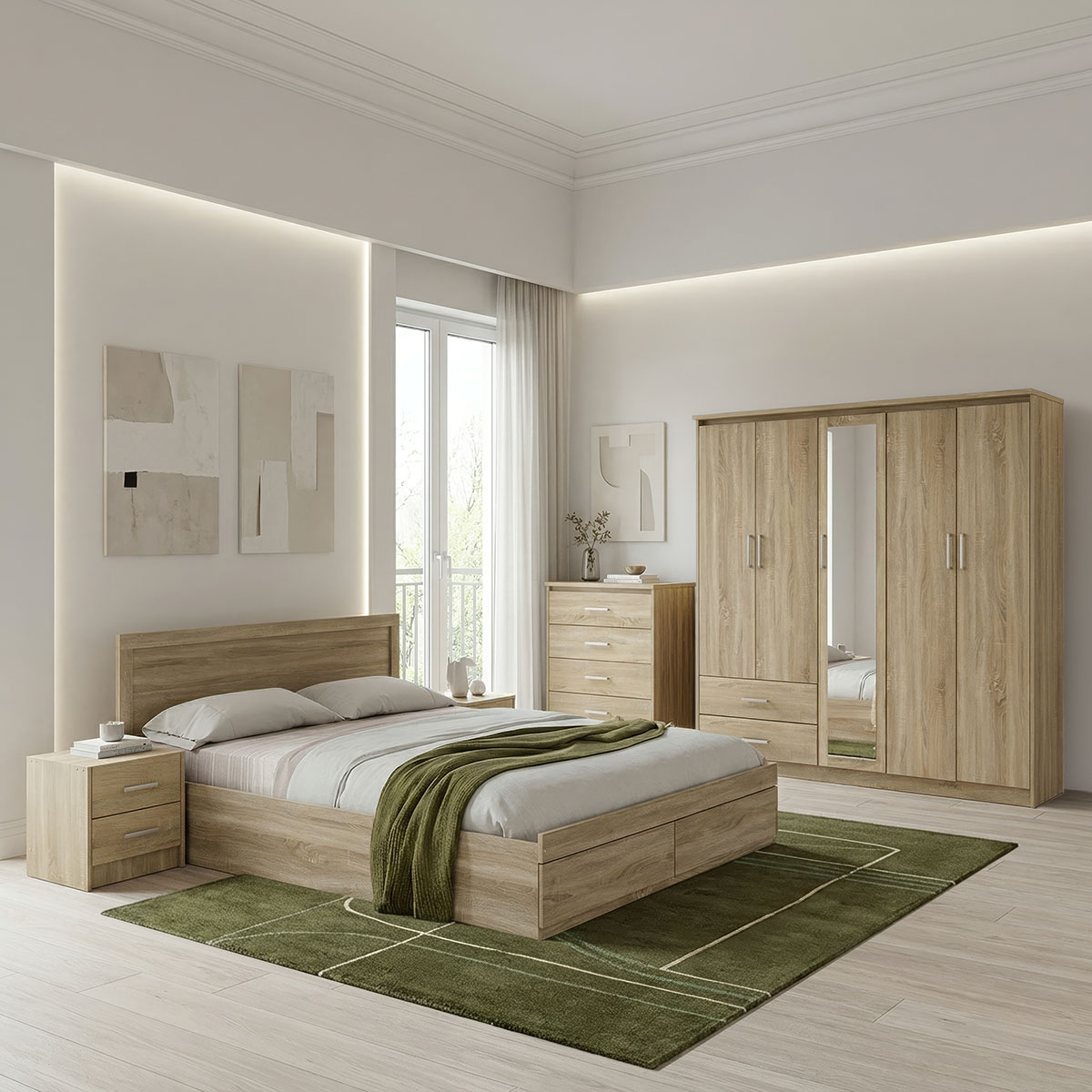 Σετ Κρεβατοκάμαρας Olympus pakoworld με Κρεβάτι sonoma 160x200εκ Σετ 5τεμ - PAKO WORLD - 200-001679