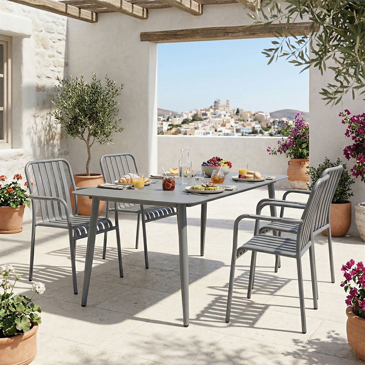 Τραπεζαρία Heven Vista pakoworld σετ 5τεμ ανθρακί αλουμίνιο 150x80x72εκ - PAKO WORLD - 200-001617