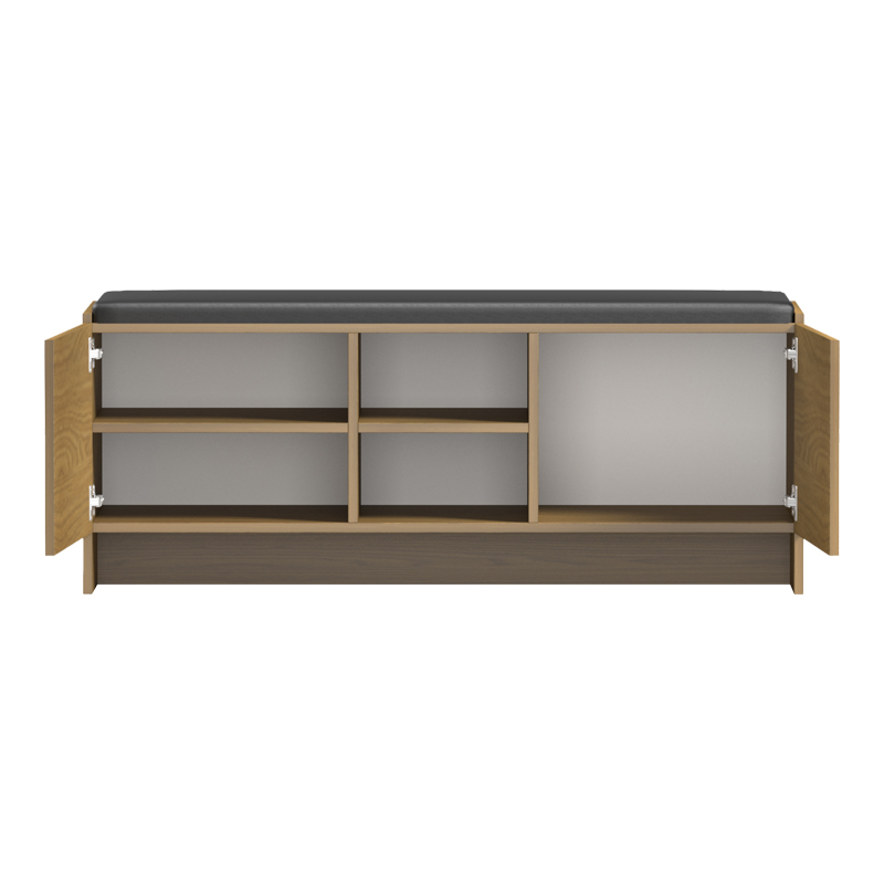 Έπιπλο εισόδου σκαμπό-παπουτσοθήκη Zulla pakoworld 10 ζεύγων ανοιχτό καρυδί 110x37x43εκ - PAKO WORLD - 230-000242