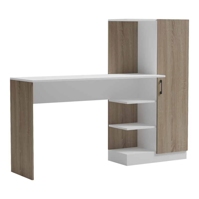 Γραφείο με βιβλιοθήκη και ντουλάπι Ofisio pakoworld sonoma-λευκό 152.3x40x120εκ - PAKO WORLD - 230-000255