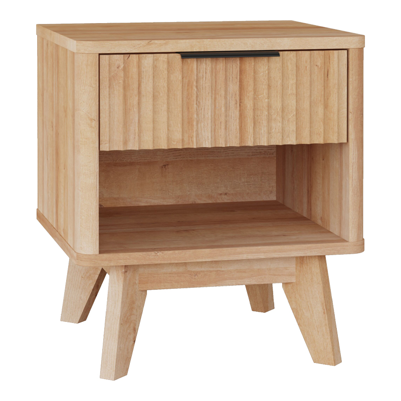 PAKO WORLD Κομοδίνο Hamea pakoworld mdf σε φυσική απόχρωση 45x39.5x50.2εκ (Σετ 2 Τεμάχια) - PAKO WORLD - 086-000024