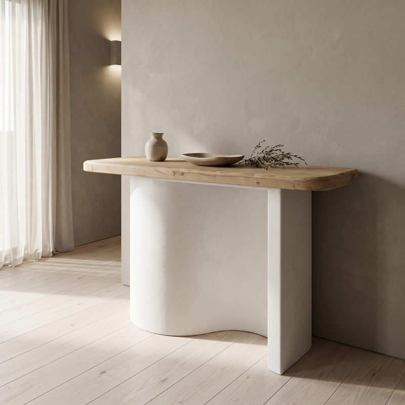 Κονσόλα Jeckie pakoworld ξύλο ελάτου-mdf oak-λευκό 120x38x80εκ - PAKO WORLD - 415-000012