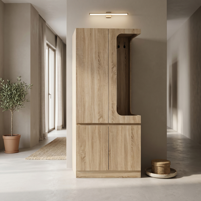 Έπιπλο εισόδου Feby pakoworld sonoma 80x50.5x190εκ - PAKO WORLD - 049-000126