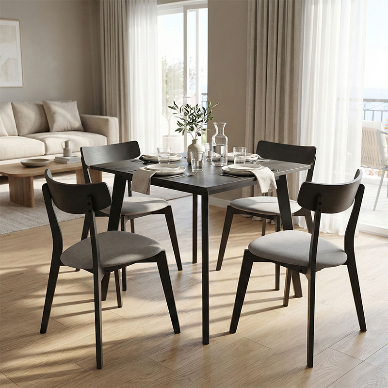 Tραπεζαρία Benson - Toto pakoworld σετ 5τμχ rustic grey - ύφασμα grey 80x80x75εκ - PAKO WORLD - 200-000181