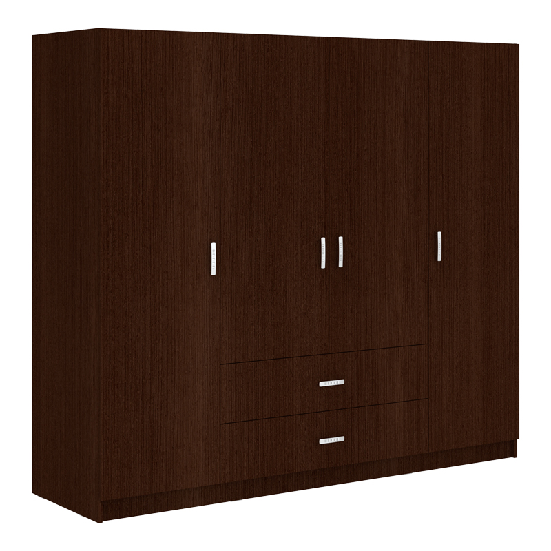 Ντουλάπα τετράφυλλη Royal pakoworld με συρτάρια wenge 200x58x177εκ - PAKO WORLD - 361-000113