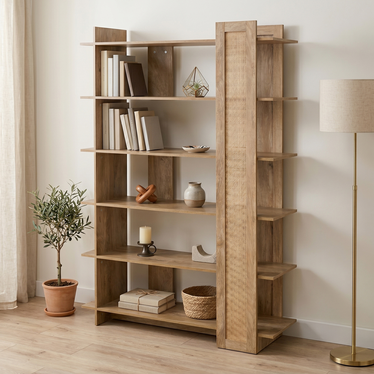 Βιβλιοθήκη Oslo pakoworld sonoma 100x32x146.5εκ - PAKO WORLD - 086-000025