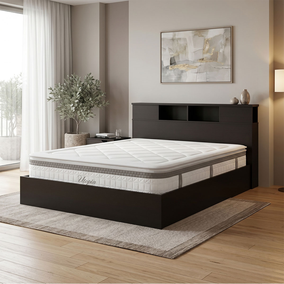 Κρεβάτι με στρώμα Olympus Utopia pakoworld wenge 160x200εκ - PAKO WORLD - 200-001877