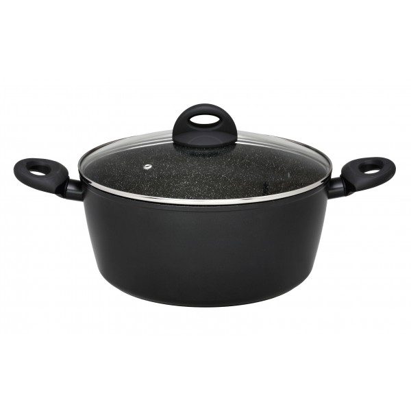 CRYSPO TRIO Κατσαρόλα Αντικολλητική Αλουμινίου 28εκ. Petra CRYSPO TRIO 70.020.028 (Υλικό: Αλουμίνιο, Χρώμα: Μαύρο) - CRYSPO TRIO - 70.020.028