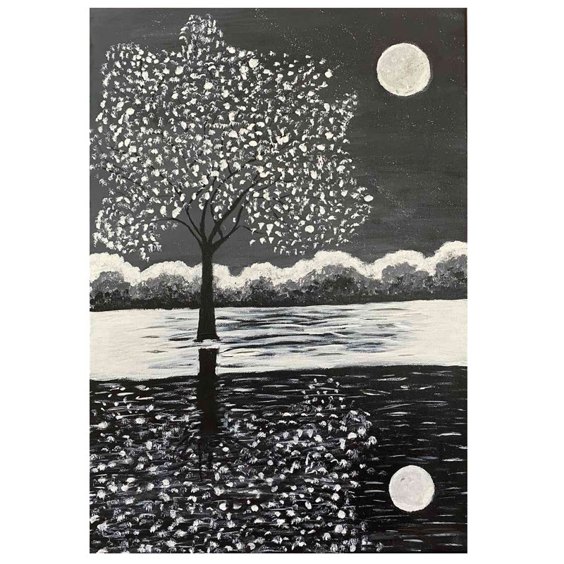 Πίνακας Καμβάς Χειροποίητος Νυχτερινό Τοπίο 24home 35x5