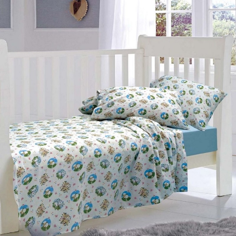 SBaby Σετ Σεντόνια Βαμβακερά Λίκνου 80x110εκ. Elvin Blue Sb home (Ύφασμα: Βαμβάκι 100%, Τύπος κατωσέντονου: Χωρίς Λάστιχο, Χρώμα: Μπλε, Μέγεθος: Σετ) - SBaby - 5206864058446