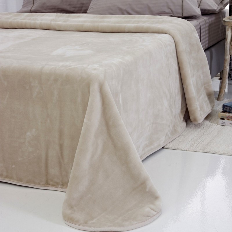 Sb home Κουβέρτα Velour Μονή 160x220εκ. Tyrol Beige SB HOME (Ύφασμα: Polyester, Χρώμα: Μπεζ, Μέγεθος: Μονά) - Sb home - 5206864070875