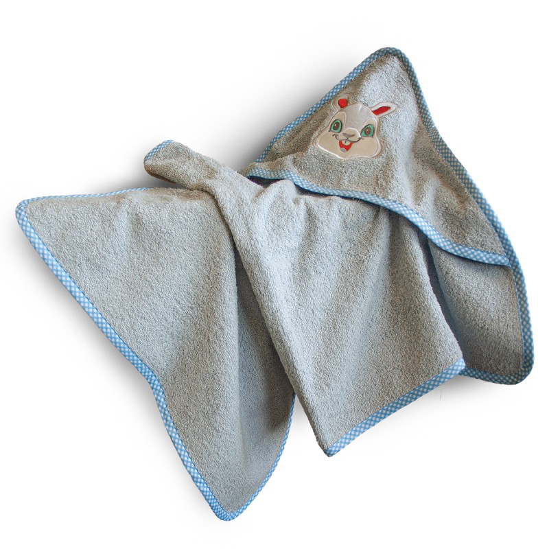 SBaby Κάπα Με Κουκούλα Βαμβακερή Bebe 75x75εκ. Bunny Silver SBaby (Ύφασμα: Βαμβάκι 100%, Χρώμα: Γκρι, Μέγεθος: Βρεφικό) - SBaby - 5206864069732