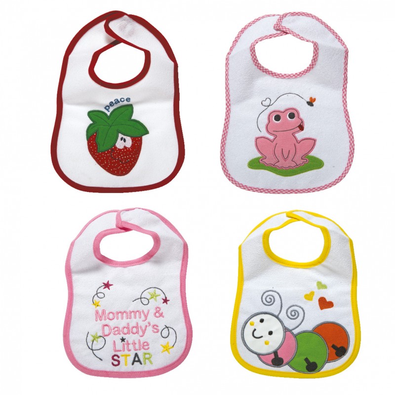 SBaby Σετ 4τμχ Σαλιάρες Βαμβακερές Αδιάβροχες Senses Baby Bibs Pink No 2 SB HOME (Ύφασμα: Βαμβάκι 100%, Χρώμα: Ροζ) - SBaby - 5206864065710