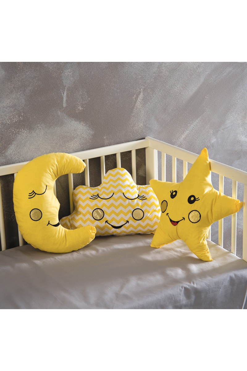 SBaby Σετ 3τμχ Διακοσμητικά Μαξιλάρια Bebe Yellow SB HOME (Χρώμα: Κίτρινο ) - SBaby - 5206864065611