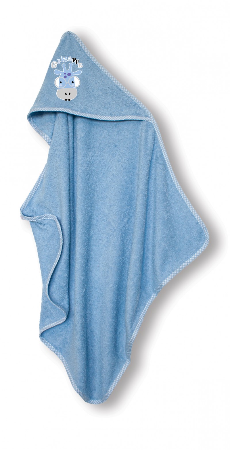 SBaby Κάπα Με Κουκούλα Βαμβακερή Bebe 75x75εκ. Giraffe Blue SBaby (Ύφασμα: Βαμβάκι 100%, Χρώμα: Μπλε, Μέγεθος: Βρεφικό) - SBaby - 5206864072282