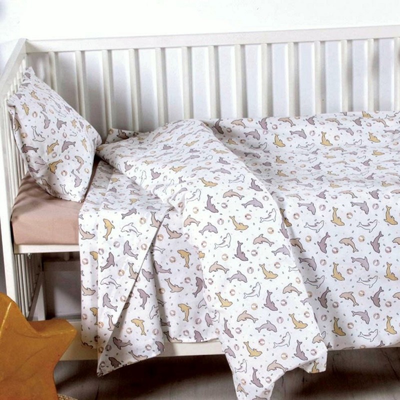 SBaby Σετ Σεντόνια Βαμβακερά Κούνιας 120x160εκ. Dillon Sb home (Ύφασμα: Βαμβάκι 100%, Τύπος κατωσέντονου: Χωρίς Λάστιχο, Χρώμα: Μπεζ, Μέγεθος: Σετ) - SBaby - 5206864041622