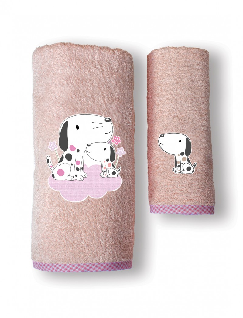 SBaby Σετ Πετσέτες Bebe 2τμχ Βαμβακερές Puppy Pink SBaby (Ύφασμα: Βαμβάκι 100%, Χρώμα: Ροζ) - SBaby - 5206864072145