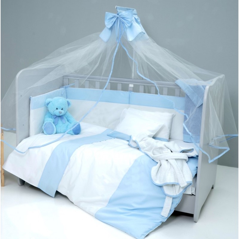 SBaby Κουνουπιέρα Βαμβακερή Με Τούλι Κούνιας 180x480εκ. Blue SB HOME (Ύφασμα: Βαμβάκι 100%, Χρώμα: Λευκό) - SBaby - 5206864056121