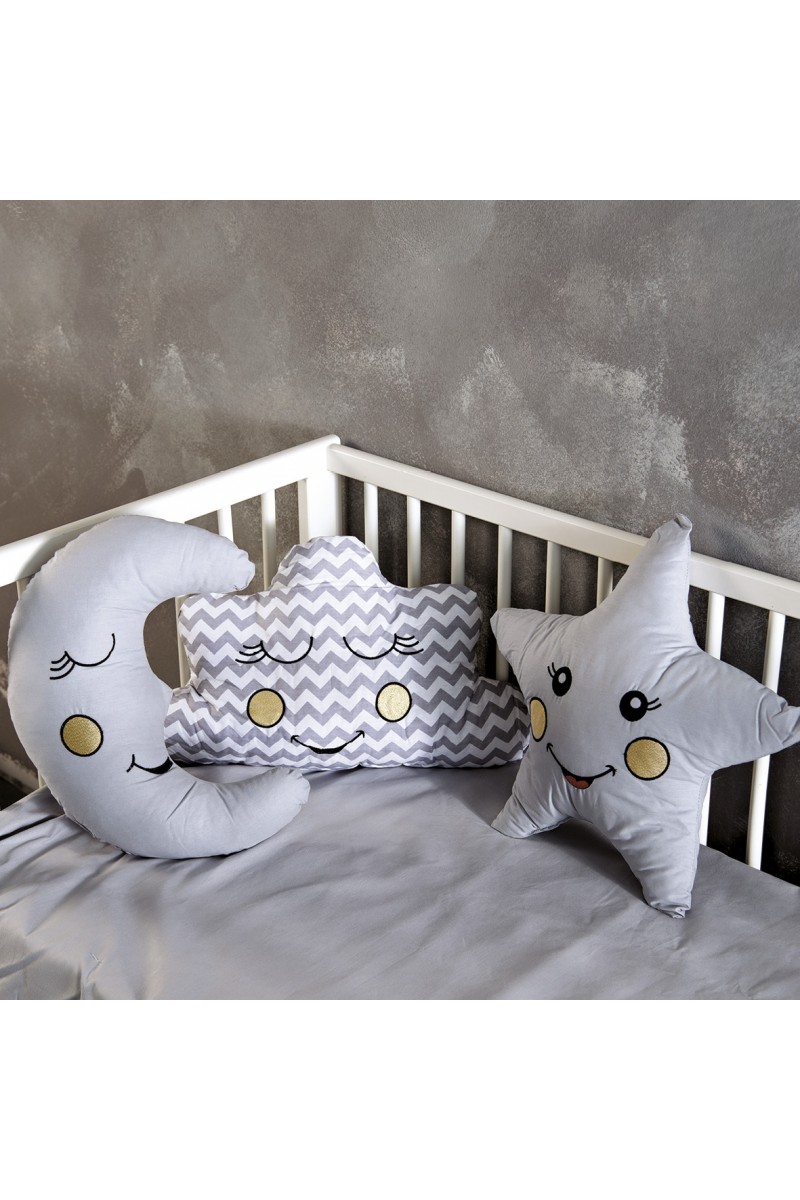 SBaby Σετ 3τμχ Διακοσμητικά Μαξιλάρια Bebe Silver SB HOME (Χρώμα: Γκρι) - SBaby - 5206864065604