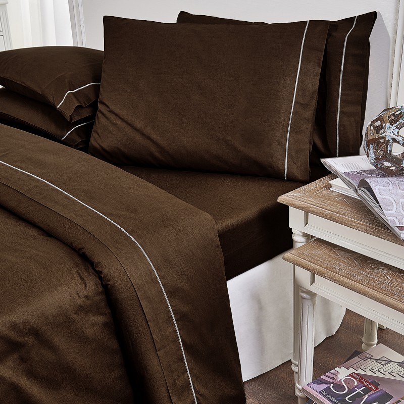 V19 69 Σετ Σεντόνια Βαμβακερά Μονά 175x270εκ. Arcobaleno Bello Brown 19V69 (Ύφασμα: Βαμβάκι 100%, Τύπος κατωσέντονου: Χωρίς Λάστιχο, Χρώμα: Καφέ, Μέγεθος: Μονά) - V19 69 - 5206864029668