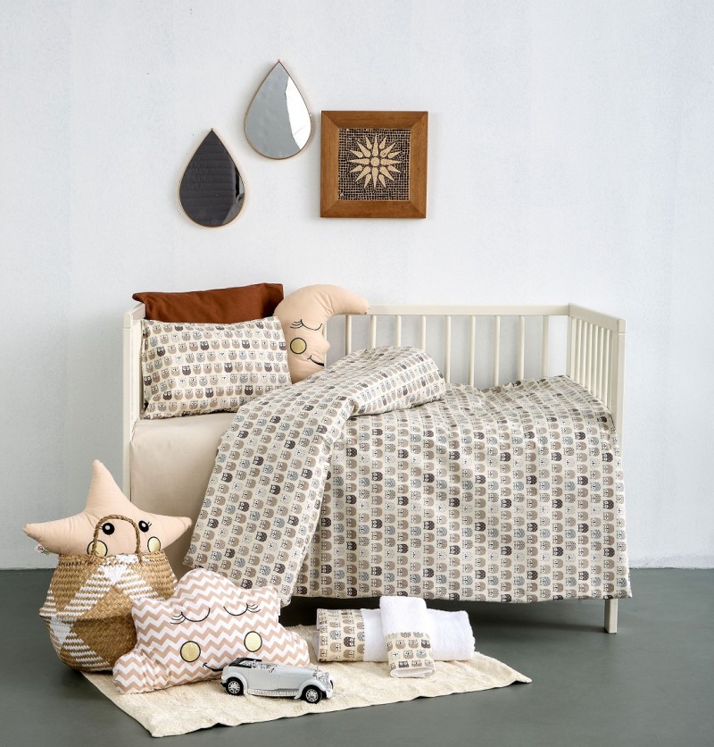 Σετ Σεντόνια Βαμβακερά Κούνιας 120x160εκ. Phantom SBaby (Ύφασμα: Βαμβάκι 100%, Τύπος κατωσέντονου: Χωρίς Λάστιχο, Χρώμα: Μπεζ, Μέγεθος: Σετ) - SBaby - 5206864075450