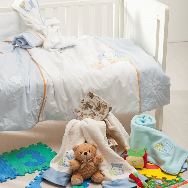 Sb home Σετ Πάπλωμα & Πάντα Κούνιας Bebe Βαμβακερό Hippo Sb home (Ύφασμα: Βαμβάκι 100%) - Sb home - 5206864003415