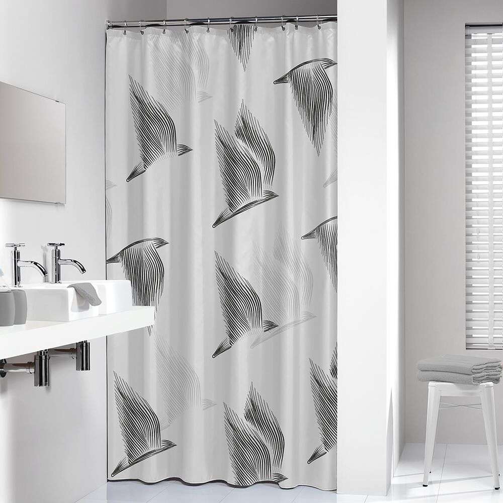 sealskin Κουρτίνα Μπάνιου Αδιάβροχη Υφασμάτινη 180x200εκ. Birds Black Sealskin 800141 (Ύφασμα: Polyester, Χρώμα: Μαύρο) - sealskin - sl-800141