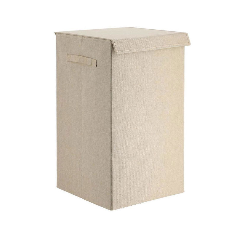 Καλάθι Απλύτων Αναδιπλούμενο MDF Μπεζ Με Υφασμάτινη Επέ