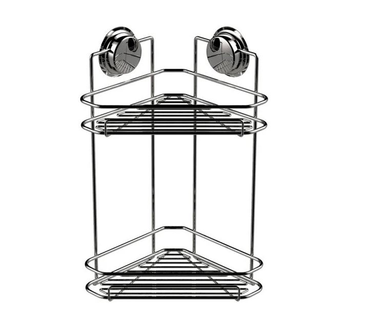 Εταζέρα 2 Όροφη Γωνιακή Με Βεντούζες 21x39εκ. Chrome Elementals Sealskin 66362364818 (Υλικό: Ανοξείδωτο, Χρώμα: Chrome) - sealskin - sl-66362364818