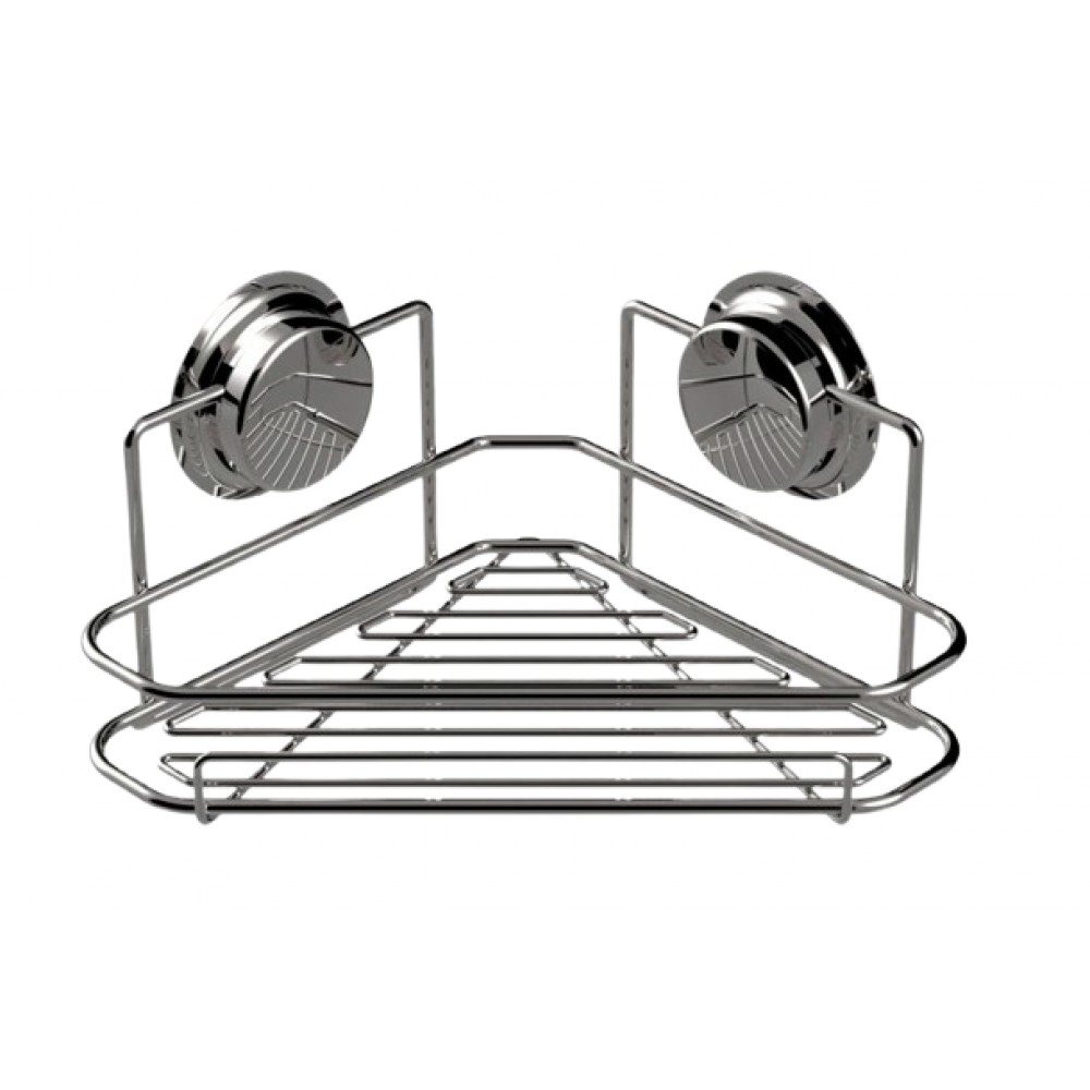 Εταζέρα Γωνιακή Με Βεντούζες 21,5x13,1εκ. Chrome Elementals Sealskin 66362364718 (Υλικό: Ανοξείδωτο, Χρώμα: Chrome) - sealskin - sl-66362364718