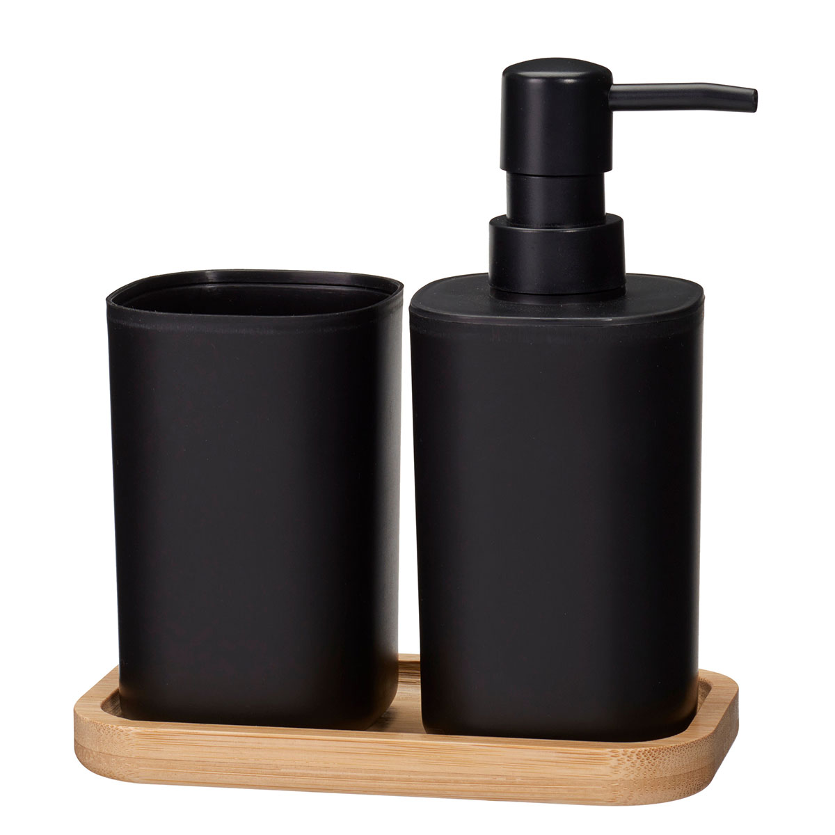 Σετ Μπάνιου 3 τμχ Πλαστικό Black-Natural MRShome 0068000 (Υλικό: Πλαστικό, Χρώμα: Μαύρο) - MRS HOME - sl-DF-0068000