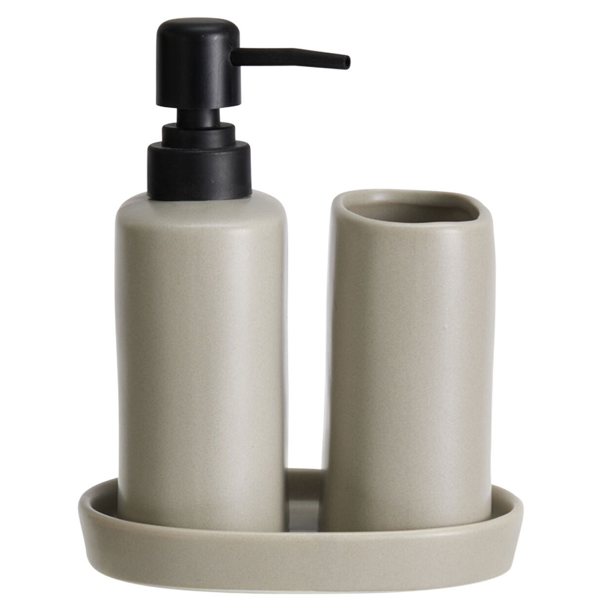Σετ Μπάνιου 3τμχ Stoneware Warm Grey 2U MRShome 0094003 (Χρώμα: Γκρι, Υλικό: Stoneware) - MRS HOME - sl-DF-0094003