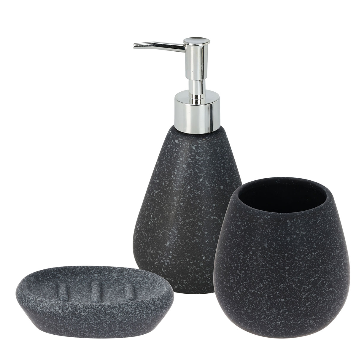 Σετ Μπάνιου 3τμχ Δολομίτη Anthracite MRShome 0099002 (Χρώμα: Ανθρακί, Υλικό: Δολομίτης) - MRS HOME - sl-DF-0099002