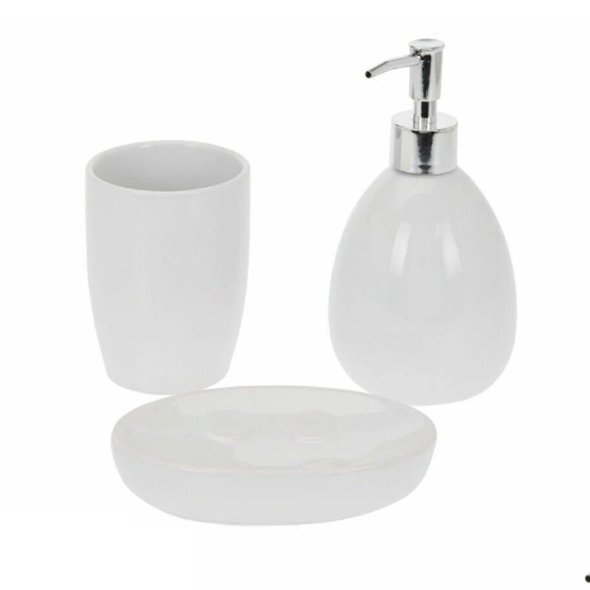 Σετ Μπάνιου 3τμχ Δολομίτη White MRShome 0100001 (Χρώμα: Λευκό, Υλικό: Δολομίτης) - MRS HOME - sl-DF-0100001