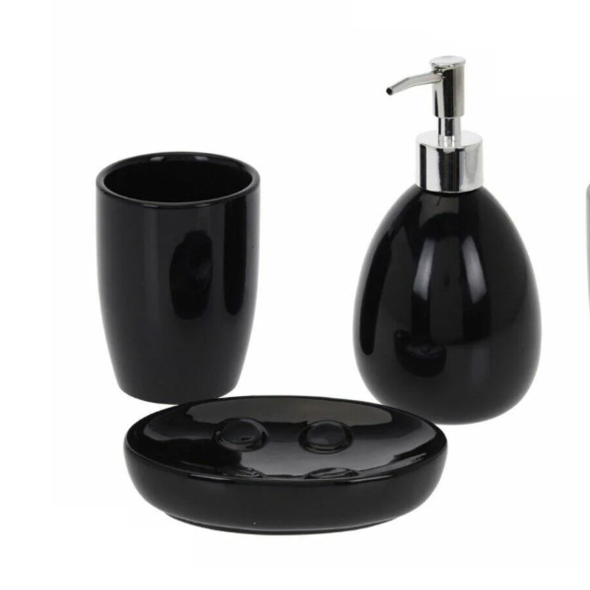 Σετ Μπάνιου 3τμχ Δολομίτη Black MRShome 0100002 (Χρώμα: Μαύρο, Υλικό: Δολομίτης) - MRS HOME - sl-DF-0100002