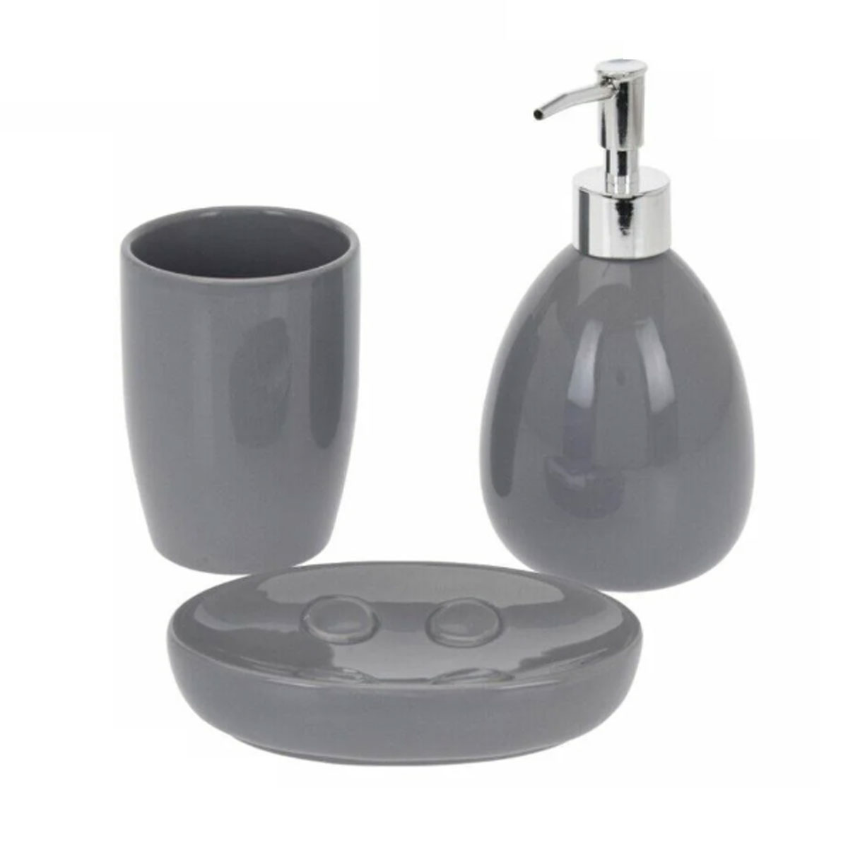 Σετ Μπάνιου 3τμχ Δολομίτη Grey MRShome 0100003 (Χρώμα: Γκρι, Υλικό: Δολομίτης) - MRS HOME - sl-DF-0100003