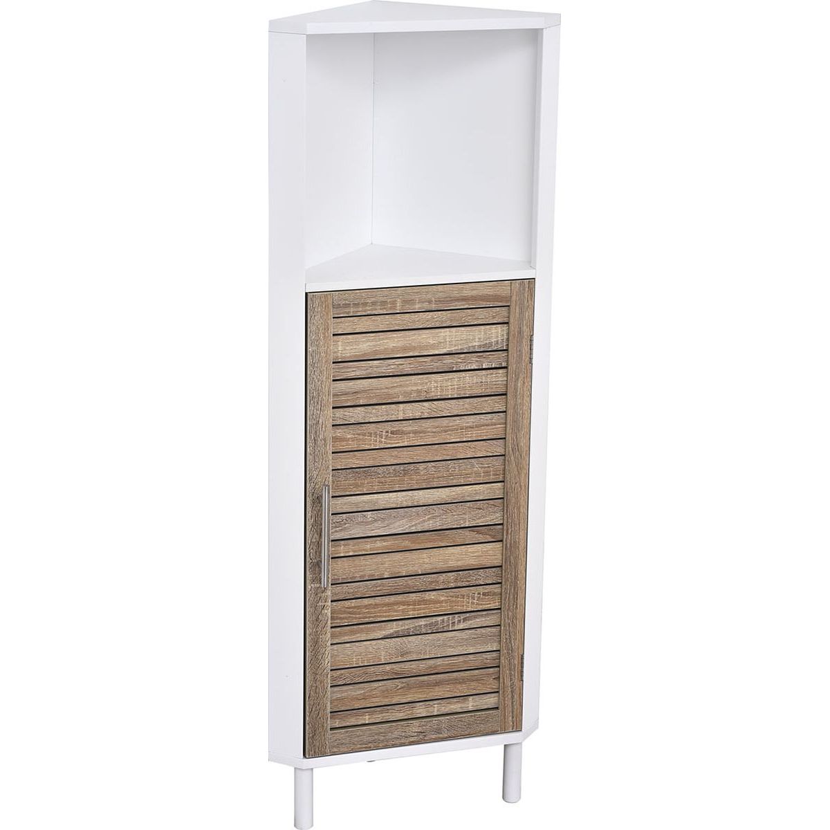 Έπιπλο Γωνιακό MDF-Βελανιδιά Με 1 Ράφι & 1 Ντουλάπι Με 