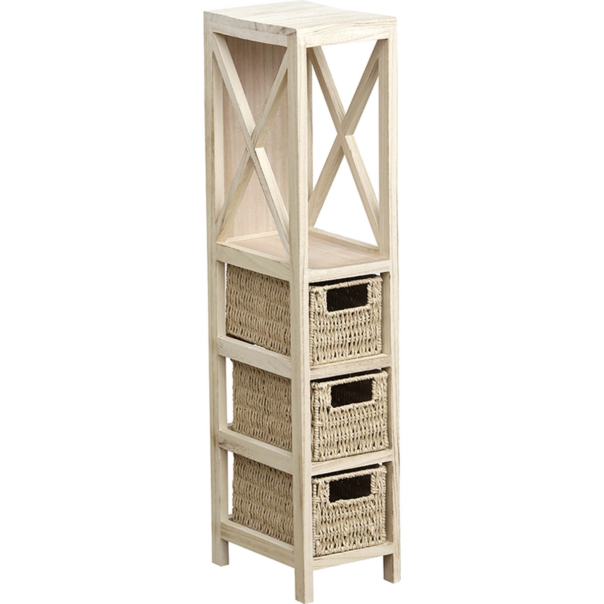 Έπιπλο MDF Με 1 Ράφι & 3 Συρτάρια Μπεζ 17x24x82εκ. MRShome 1245000 (Υλικό: Mdf, Χρώμα: Μπεζ) - sealskin - sl-DS-1245000