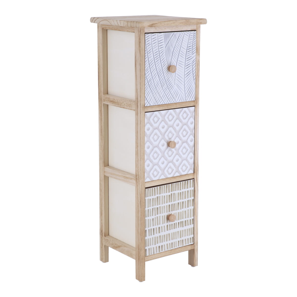 Συρταριέρα MDF Με 3 Συρτάρια 25x25x77εκ. Φυσική Με Σχέδ