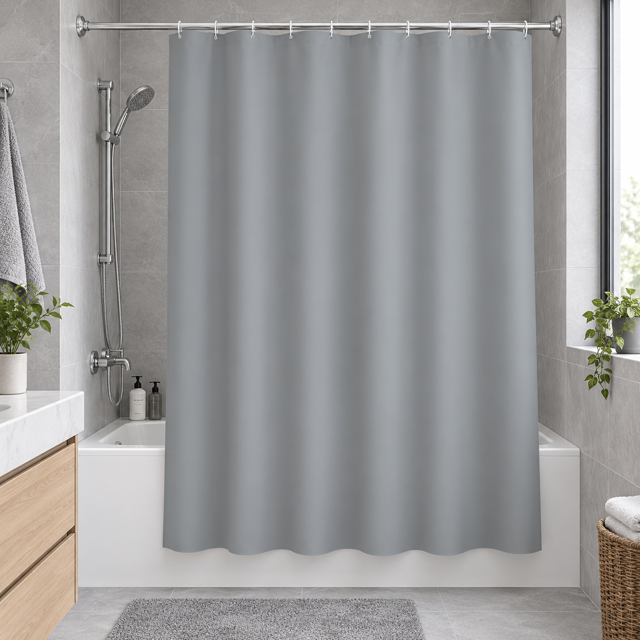 Κουρτίνα Μπάνιου 180x180εκ. Peva Γκρι MRShome DC-025002 (Χρώμα: Γκρι, Υλικό: Peva) - MRS HOME - sl-DC-025002
