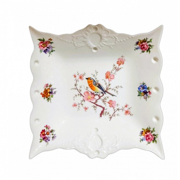 Διακοσμητικά Επιτραπέζια 24home - ΣΗΜΑΝΤΙΚΟ: Σε περίπτωση διαφοράς τιμής από το κατάστημα ισχύει παντα και μόνο η τιμή του καταστήματος Διακοσμητική Πιατέλα Πορσελάνης Τετράγωνη Ανάγλυφη 20,5