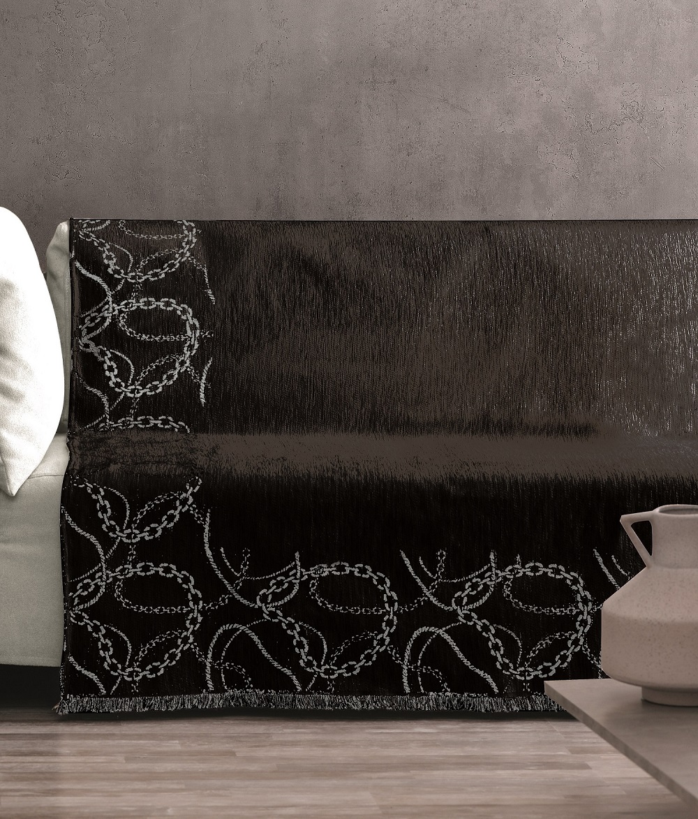 Ριχτάρι Σενίλ Διθέσιος 180x250εκ. Cadena Black 4 Makis Tselios (Ύφασμα: Chenille, Χρώμα: Μαύρο) - Makis Tselios - 205480123456