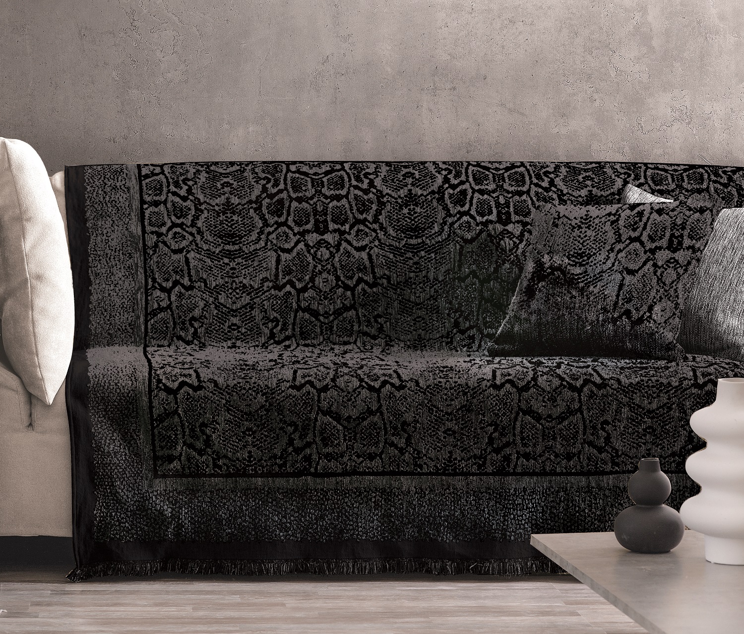 Ριχτάρι Σενίλ Διθέσιος 180x250εκ. Cobra Grey 2 Makis Tselios (Ύφασμα: Chenille, Χρώμα: Γκρι) - Makis Tselios - 205360123456
